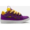 Lanvin Perforated Design Light Suede Sneakers In Purple/yellow