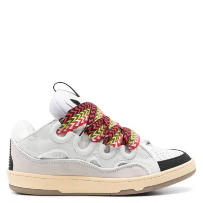 Lanvin Leather Curb Sneakers In White