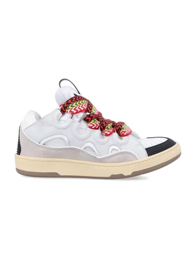 Lanvin Leather Curb Sneakers In White