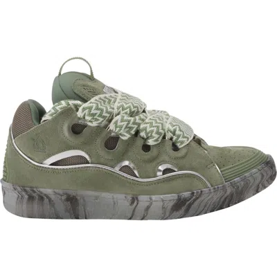 Lanvin Leather Curb Sneakers With Marbled Sole