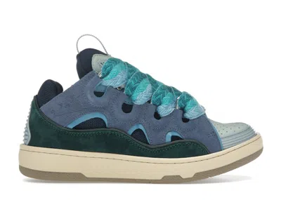 Pre-owned Lanvin Leather Curb (women's) Sneakers In Blue/green/cream In Multi