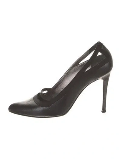 Pre-owned Lanvin Leather Cutout Accent Pumps In Black