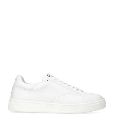 Lanvin Leather Low Top Sneakers With Contrasting Heel Counter In White