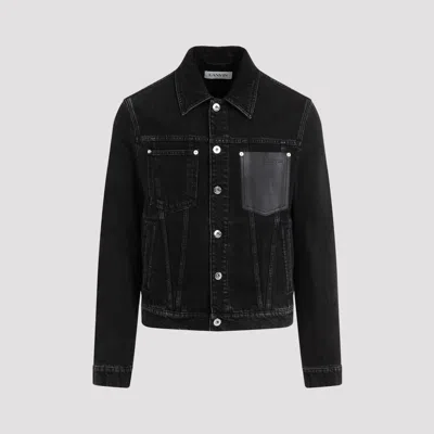 Lanvin Regular Jacket Leather Detail In Black