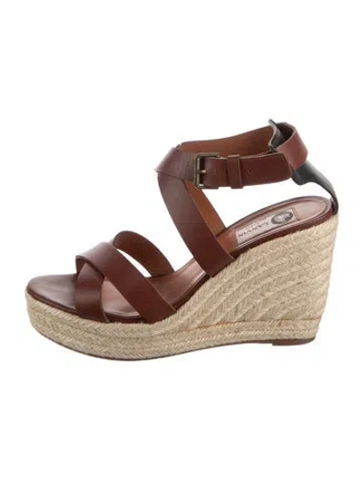 Pre-owned Lanvin Leather Espadrilles In Brown