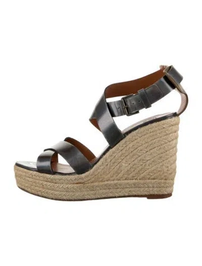 Pre-owned Lanvin Leather Espadrilles In Grey