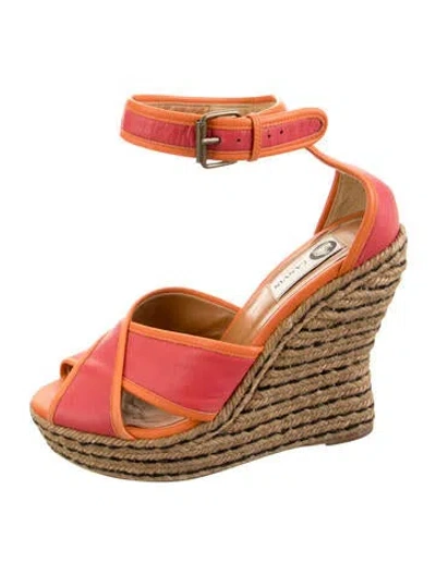 Pre-owned Lanvin Leather Espadrilles In Red