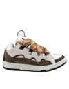 Lanvin Curb Sneakers In Grey Suede And Leather In Brown