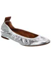 Lanvin Silver Leather Ballet Shoes In Silver