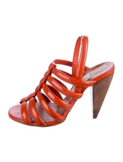 Pre-owned Lanvin Leather Gladiator Sandals In Orange