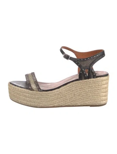 Pre-owned Lanvin Leather Glitter Accents Espadrilles
