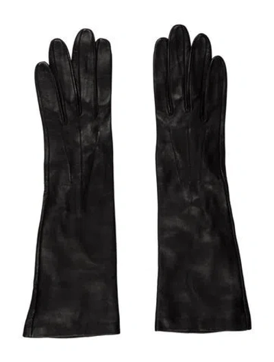 Pre-owned Lanvin Leather Gloves In Black