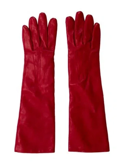 Pre-owned Lanvin Leather Gloves In Red