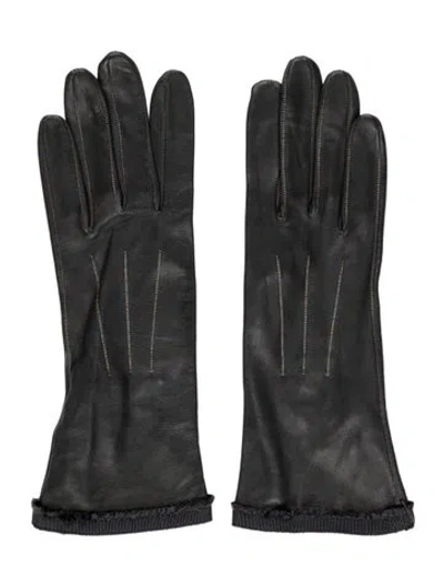 Pre-owned Lanvin Leather Gloves W/tags In Grey
