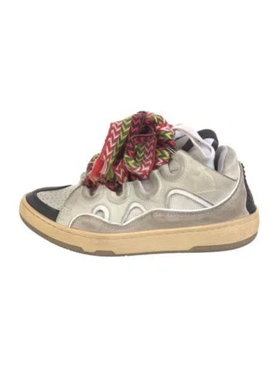 Pre-owned Lanvin Leather Graphic Print Athletic Sneakers In Neutrals