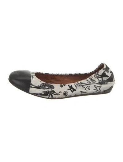 Pre-owned Lanvin Leather Graphic Print Ballet Flats In Black/white