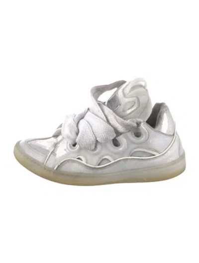 Pre-owned Lanvin Leather Graphic Print Chunky Sneakers In Gray