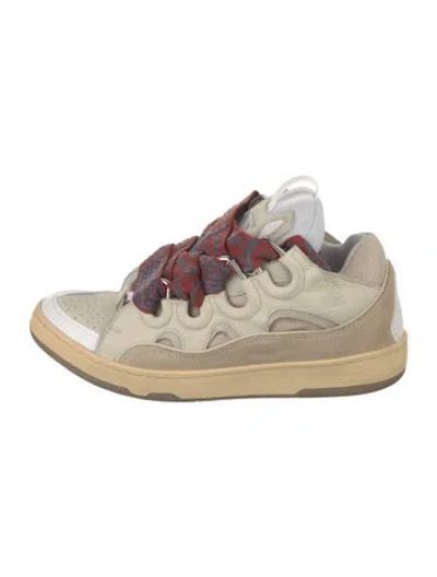 Pre-owned Lanvin Leather Graphic Print Chunky Sneakers In Neutrals