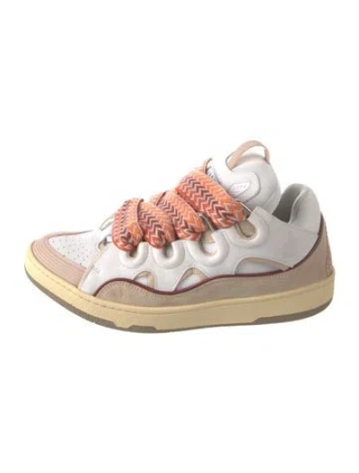 Pre-owned Lanvin Leather Graphic Print Chunky Sneakers In Neutrals