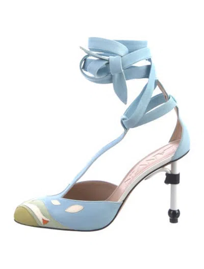Pre-owned Lanvin Leather Graphic Print Pumps In Blue