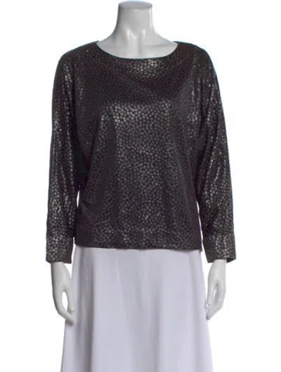 Pre-owned Lanvin Leather Graphic Print Top In Black