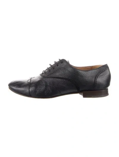 Pre-owned Lanvin Leather Grosgrain Trim Oxfords In Black