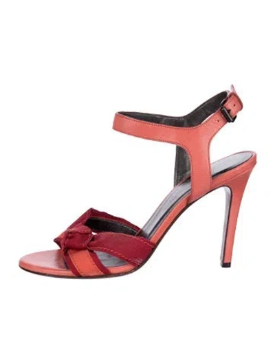 Pre-owned Lanvin Leather Grosgrain Trim Sandals In Multi
