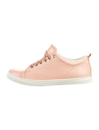 Pre-owned Lanvin Leather Grosgrain Trim Sneakers In Pink