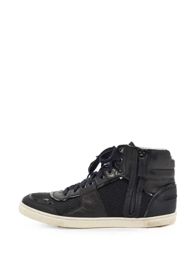 Pre-owned Lanvin Leather Hi-top Sneakers In Black