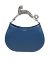 Lanvin Leather Cat Hobo Bag In Blue