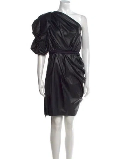 Pre-owned Lanvin Leather Knee-length Dress In Black