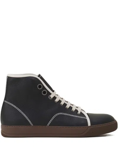 Lanvin Leather Lace-up Sneakers In Black