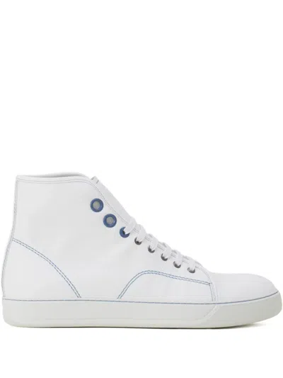 Lanvin Leather Lace-up Sneakers In White