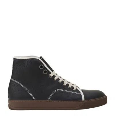 Lanvin Leather Lace-up Sneakers In Black