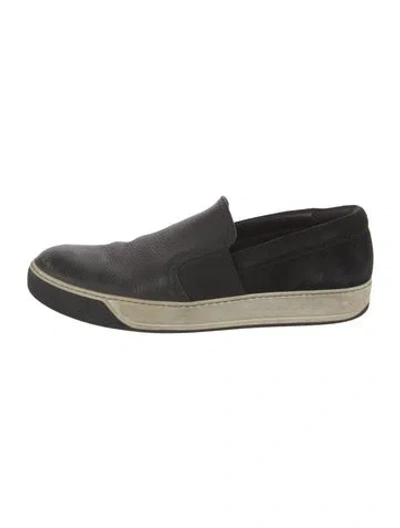 Pre-owned Lanvin Leather Loafer Sneakers In Black
