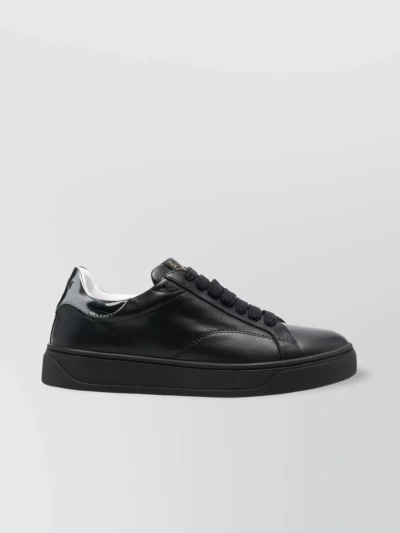 Lanvin Leather Low Top Sneakers In Black