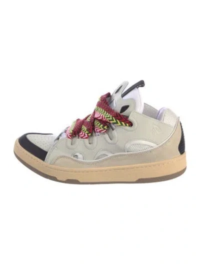 Pre-owned Lanvin Leather Mesh Accents Sneakers In Neutrals