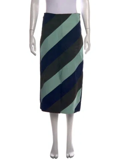 Pre-owned Lanvin Leather Midi Length Skirt In Green