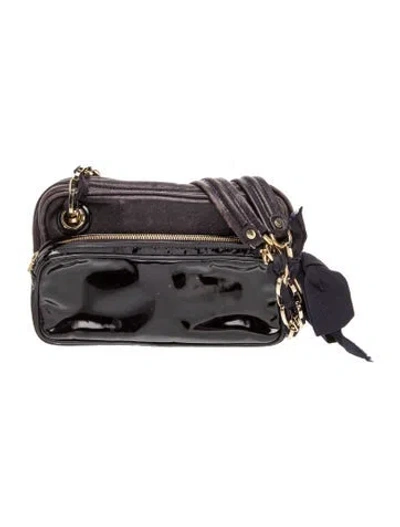 Pre-owned Lanvin Leather Minaudière In Black