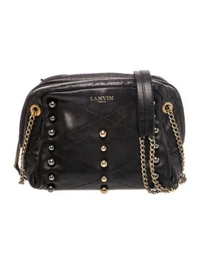 Pre-owned Lanvin Leather Minaudière In Black
