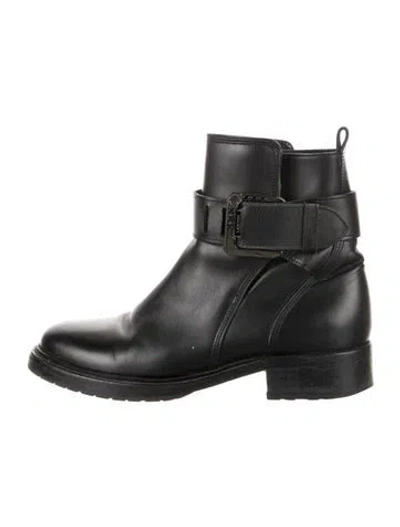 Pre-owned Lanvin Leather Moto Boots In Black