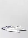 Lanvin Midnight Step Bow Mule In Metallic Leather In White