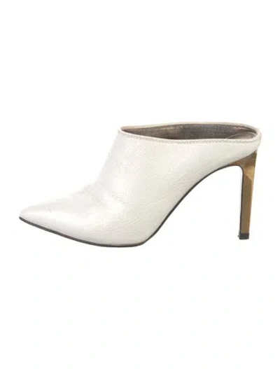 Pre-owned Lanvin Leather Mules In Neutral