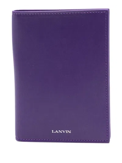 Lanvin Leather Passport Holder In Purple