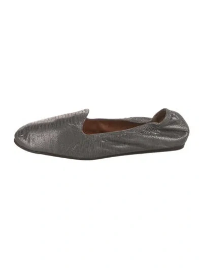 Pre-owned Lanvin Leather Patterned Ballet Flats In Gray