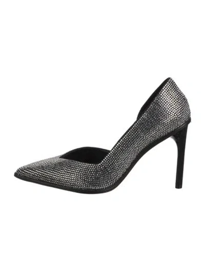 Pre-owned Lanvin Leather Patterned Pumps In Metallic/silver
