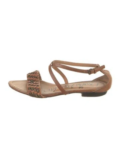 Pre-owned Lanvin Leather Patterned Sandals In Brown