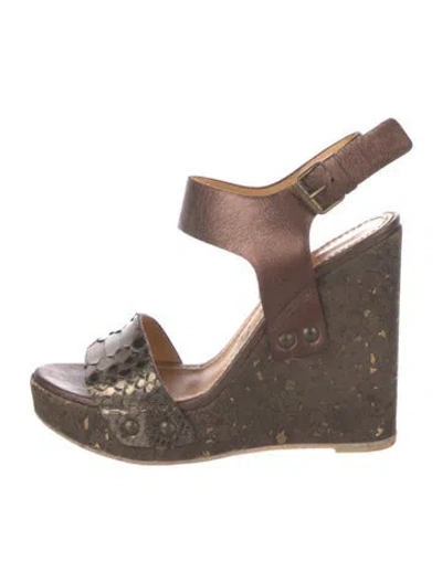 Pre-owned Lanvin Leather Patterned Slingback Sandals