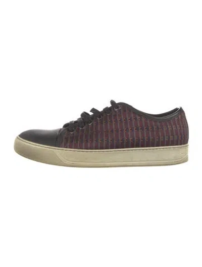 Pre-owned Lanvin Leather Patterned Sneakers In Burgundy