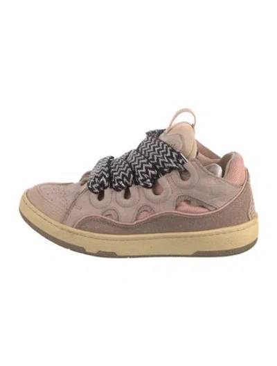 Pre-owned Lanvin Leather Patterned Sneakers In Neutral